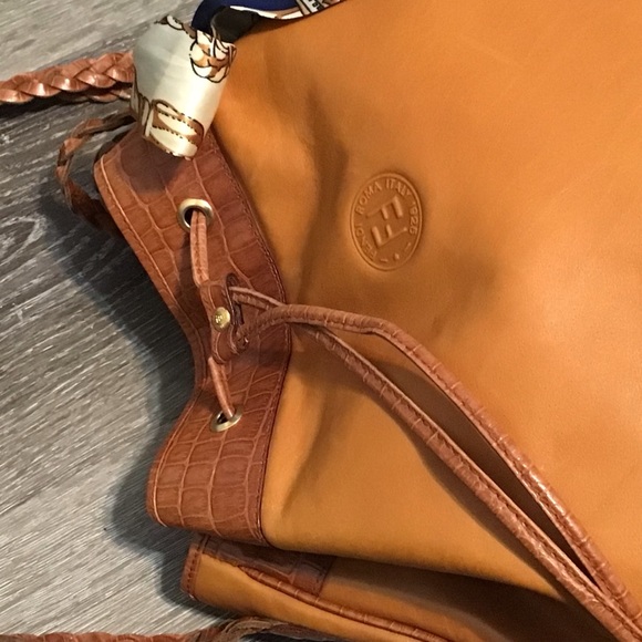 Auth Fendi Leather Croc Drawstring Hobo Bag XL - Picture 15 of 16